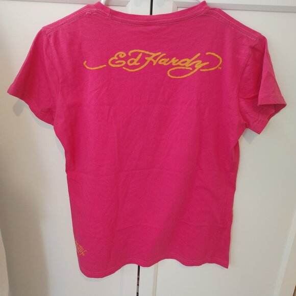 Women's Ed Hardy Rhinestone Y2K 2000's Baby Tee - Picture 2 of 2